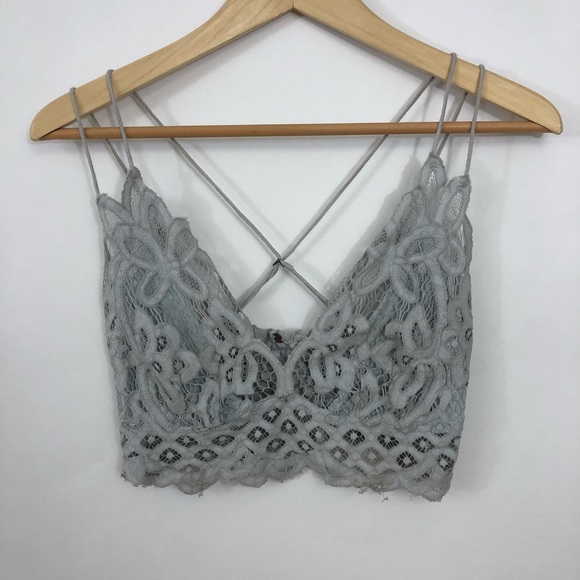 Free People Gray Lace Bralette Size Medium - Picture 1 of 4